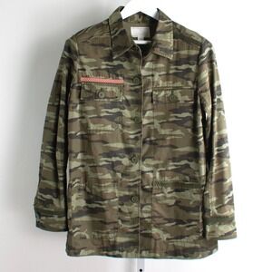 Caslon Women's Camouflage‎ Military Jacket Button Up Size M Utility
